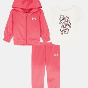 3 PC Under Armour Pink Track Suit Size 3/6 Months NWT